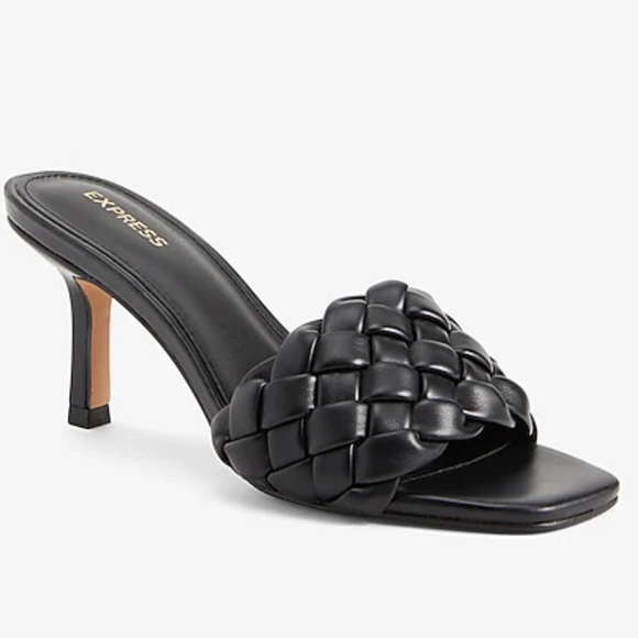 Express Shoes - EXPRESS Black Quilted Slide Heeled Sandals NWT
